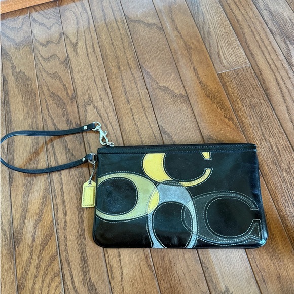 Black and Yellow Coach Wristlet - Picture 1 of 3